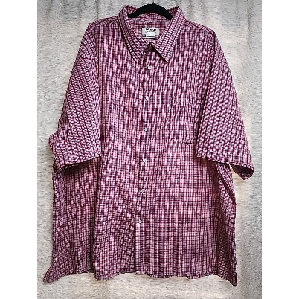 DUKE HABAND Men's 4XL SNAP BUTTON RED PLAID SHORT SLEEVE SHIRT